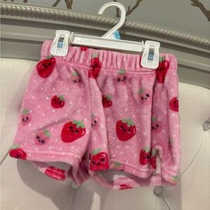 Cozy Pink Strawberry Plush Shorts for Kids